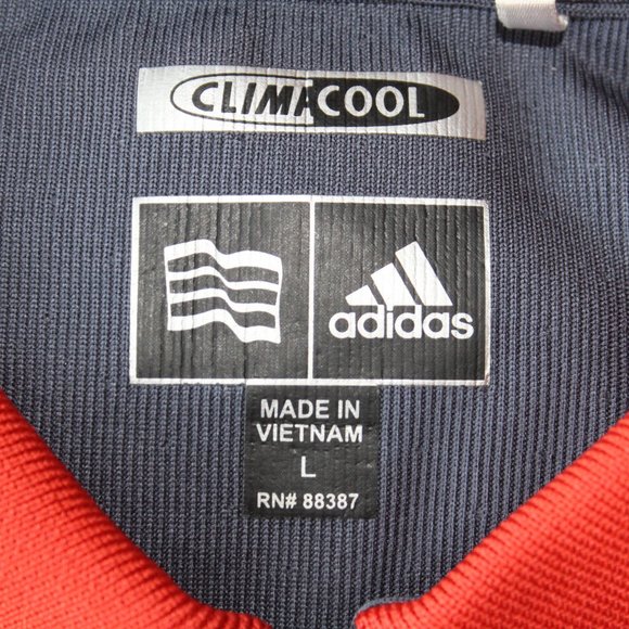 Blue/Red Short Sleeve Zip Polo Shirt ~L~ - Picture 9 of 10